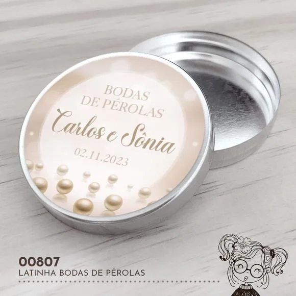 Latinha Adesivada Bodas de Pérola - 00807