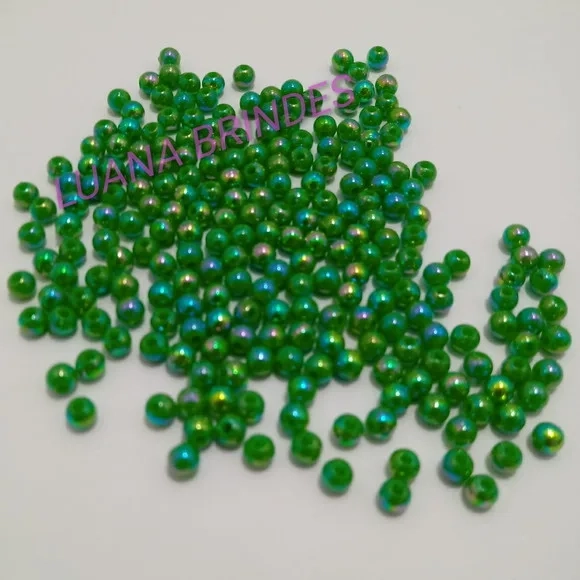 Miçanga Leitosa Furta Cor Verde - 4mm - pct c/ 60 gramas