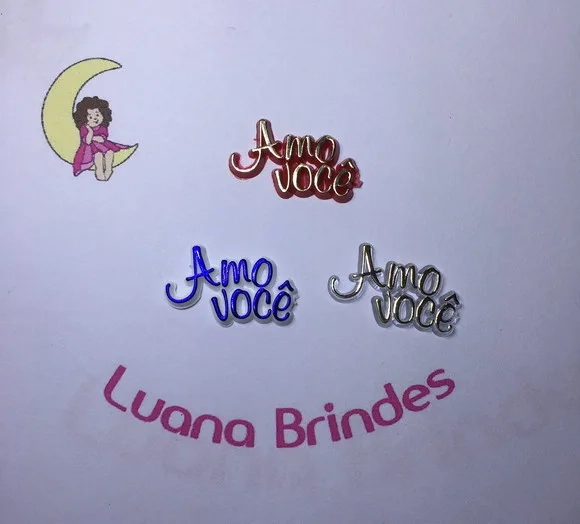 Plaquinhas amo Você de Acrílico Injetado Pct C/10 Unidades