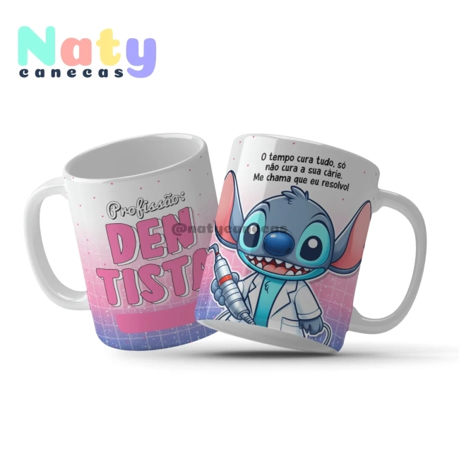 Caneca  Stitch Profissões Femininas Personalize com Nome.