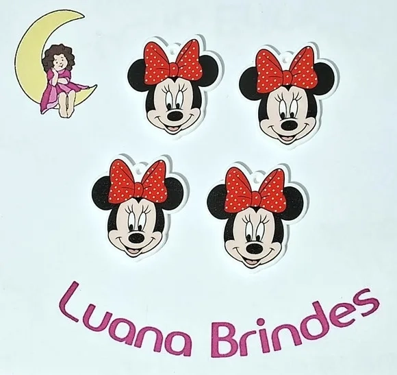 Pingente Minnie de Acrílico U.v. - Pct C/6 Unidades
