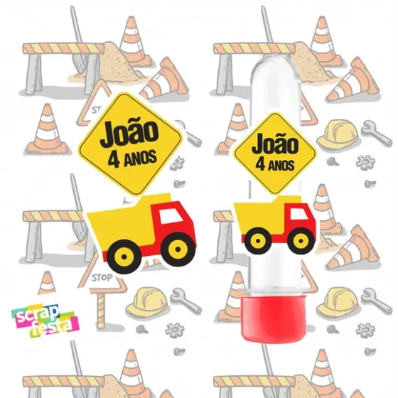 Tubete Personalizado Festa Construção Obra Caminhão
