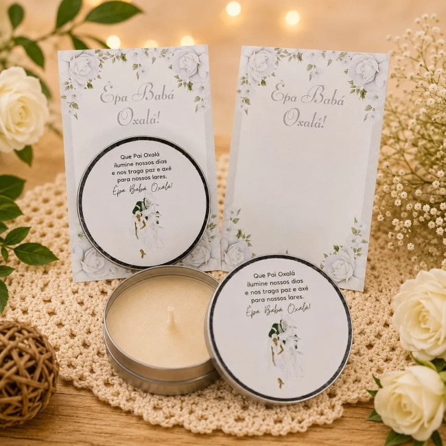 51 unidades de Vela Aromática na latinha Personalizada, Oxalá - Nanã - Orixás e Entidades, fazemos qualquer tema.