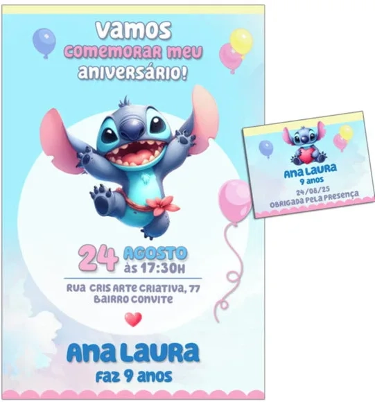 Convite Digital C/tag Stitch Disney 5