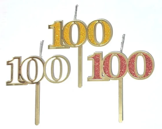 Velas 100 Anos de Acrilico Dourado com Pavio Magico - 1 Peça