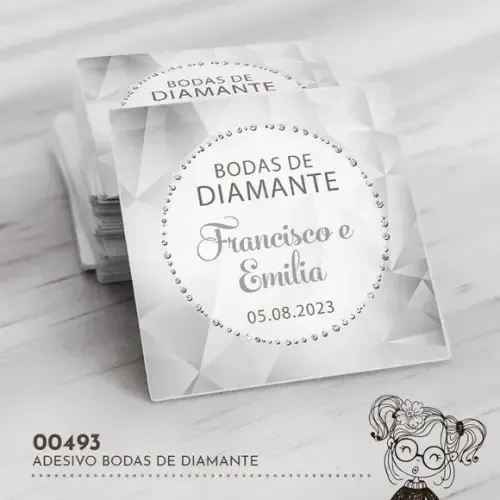 Adesivo Quadrado Bodas de Diamante - 00493