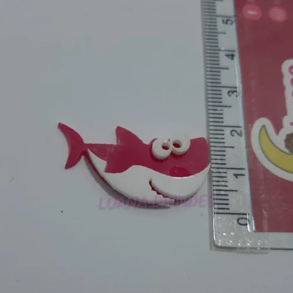 Aplique Tubarão Rosa de Acrílico - Pct C/6 Unidades