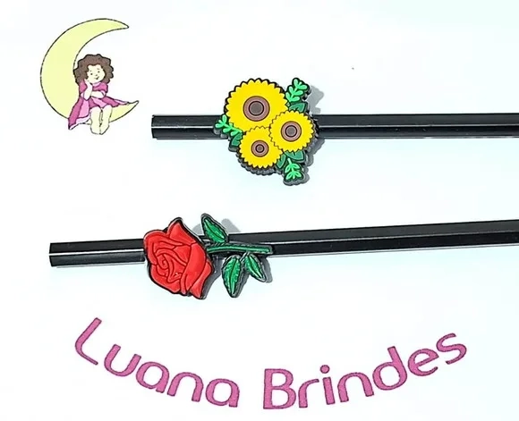 Lápis C/ponteira Flores Rosa e Girassol Pacote com 6 Unidade