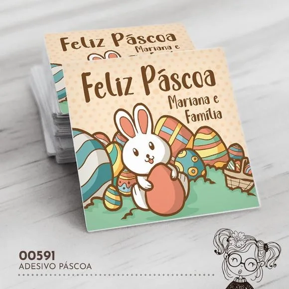 Adesivo Quadrado Páscoa - 00591