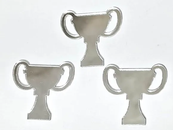 Aplique Troféu em Acrílico Espelhado Prata 10 Peça
