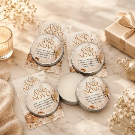 25 unidades de Vela Aromática na latinha Personalizada Ano Novo Reveillon - Trabalhamos com qualquer tema - Informar o tema no chat