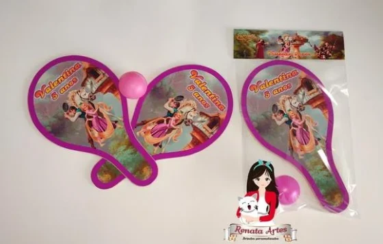 Raquetes de Ping Pong Personalizadas Tema Rapunzel