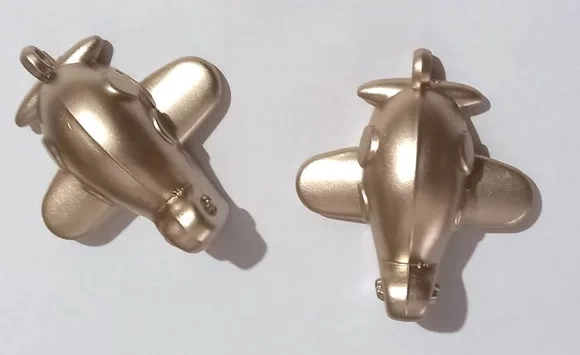 Pingente Avião Acrílico Dourado - 5 Peças