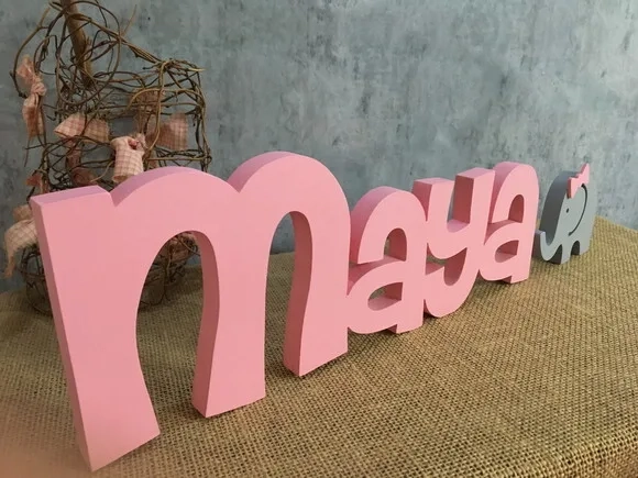 Letras de MDF -Nomes Linha CH + Elefantinha