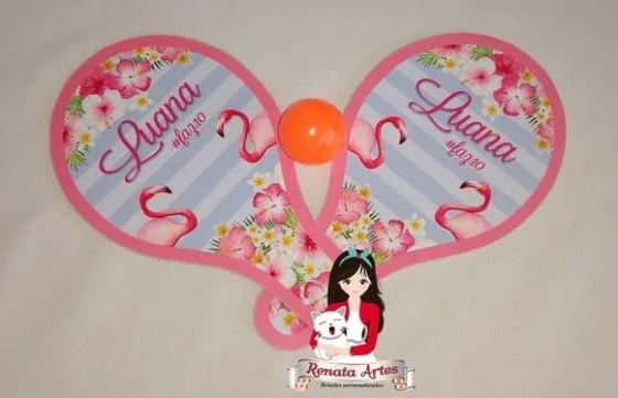 Raquetes de Ping Pong Personalizadas Tema Flamingo Rosa