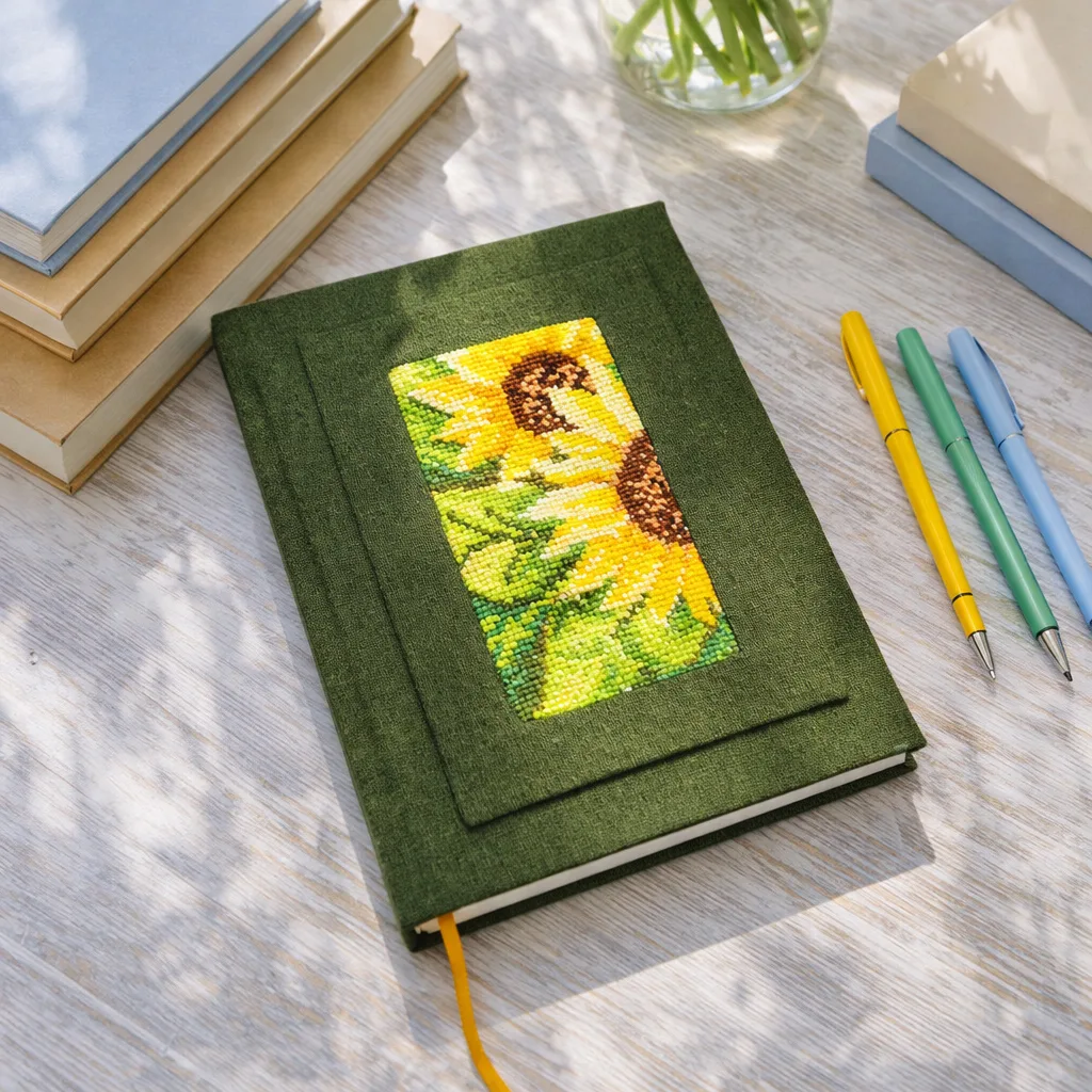 Caderno Bordado Girassol