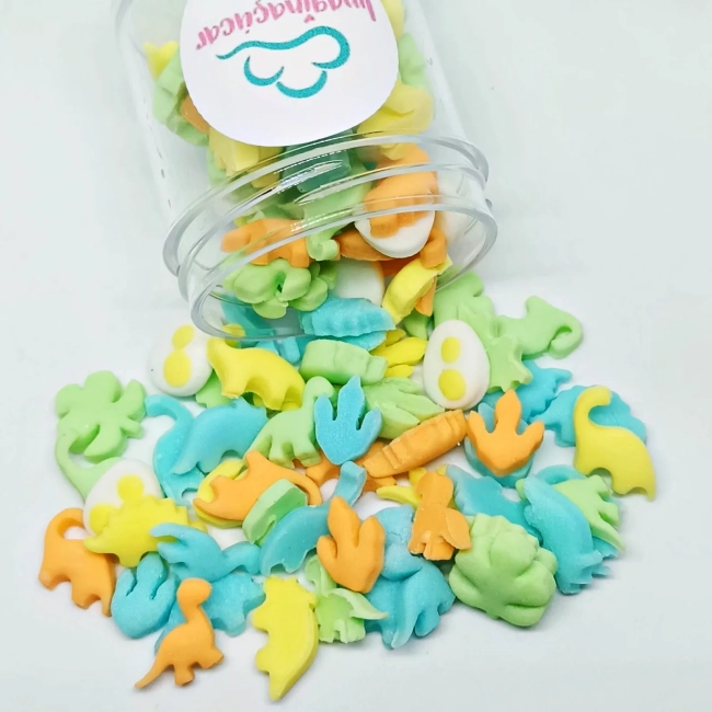 60 Mini Confeitos Dinossauros para decorar brigadeiros