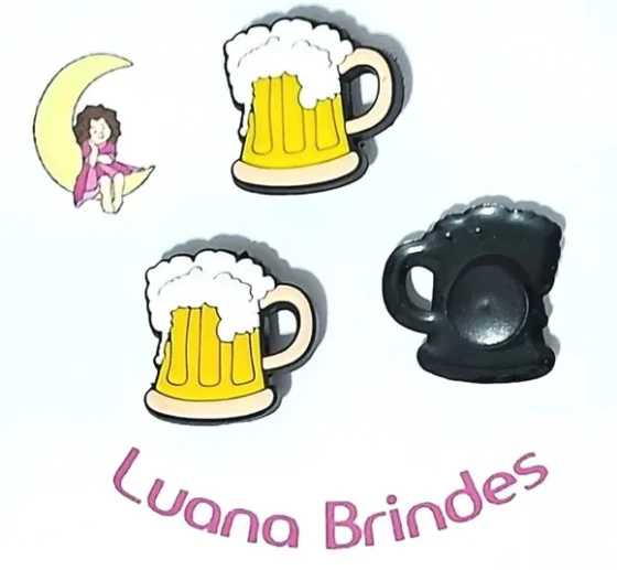 Pins de Crocs Copo de Chopp Emborrachado Pacote com 6 Peças