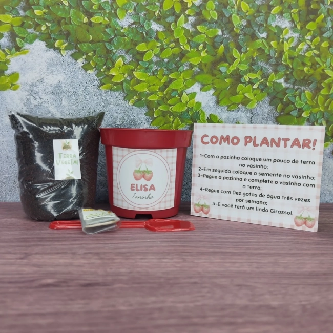 10 Uni. Kit Jardinagem + 10 Uni. Kit Massinha Zip Lock - Morango- Trabalhamos com varios temas.