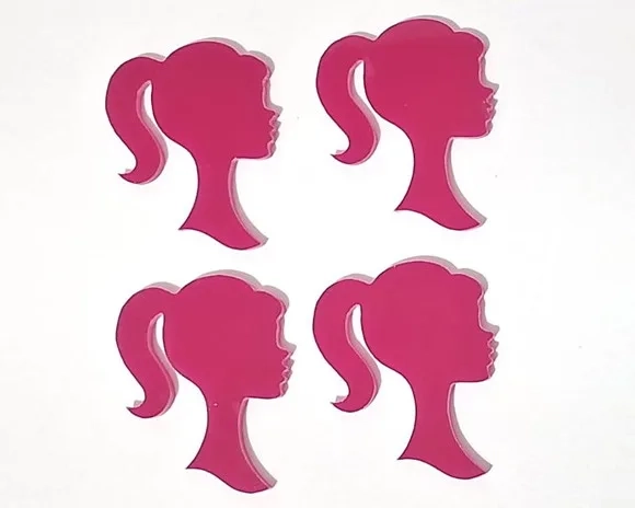 Aplique Barbie Pink 3cm Frente e Verso Acrílico - 5 Unidades