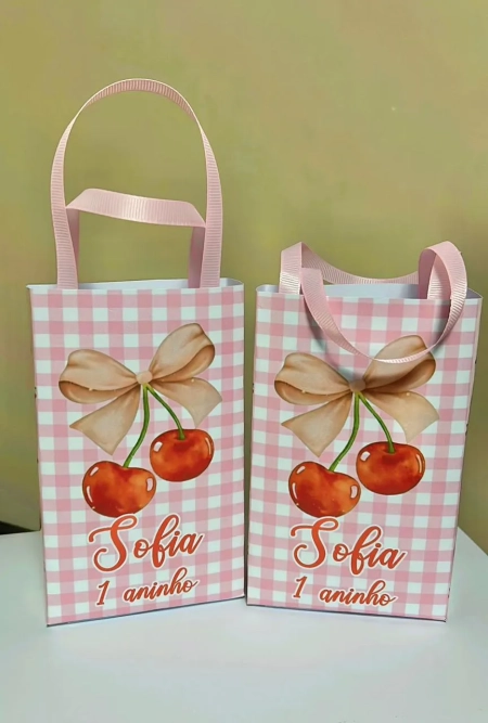 Sacolinhas Personalizada Cerejinha Lembrancinhas Para Aniversário