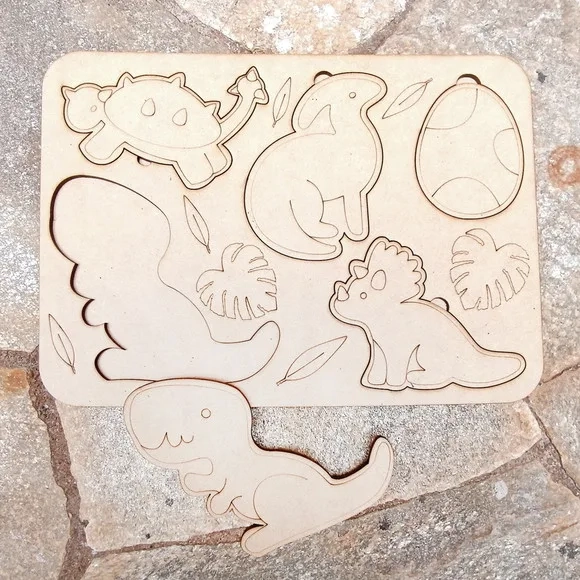 Quebra-cabeça Dinossauros Madeira Infantil Educativo