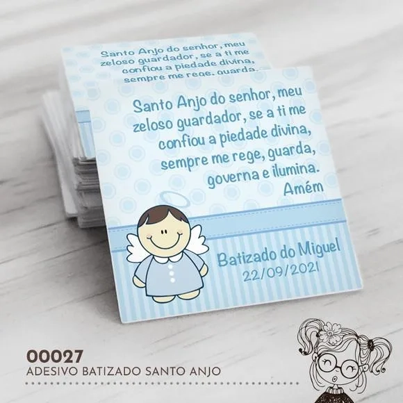 Adesivo Quadrado Oração Santo Anjo - 00027