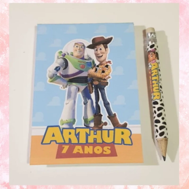 Kit bloquinho com mini lápis Toy Story