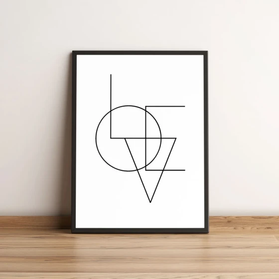 Quadro Minimalista LOVE com Linhas Pretas 2707