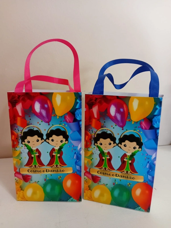 Sacolinhas Personalizadas Cosme e Damião para Lembrancinhas