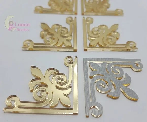 Aplique Cantoneira Acrílico Espelhado Dourado -pct C/8 Unid