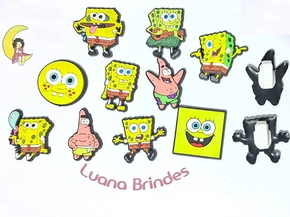 Aplique pra Tênis Bob Esponja 3cm Pacote com 10 Unidades