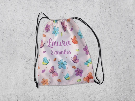 Mochilinha Personalizadada Jardim das Borboletas