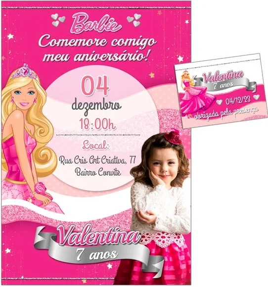 Convite Digital C/tag Barbie Princesa