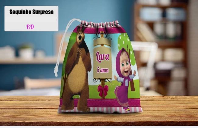 Saquinho Supresa para lembrancinhas da Marsha e o Urso
