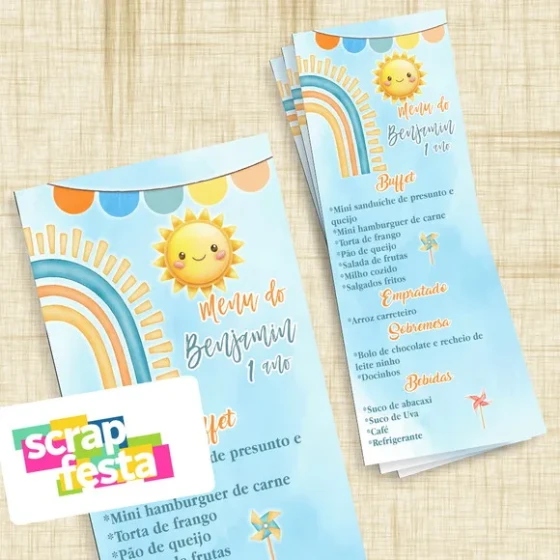 Menu Cardápio Personalizado 365 Sorrisos Aquarela