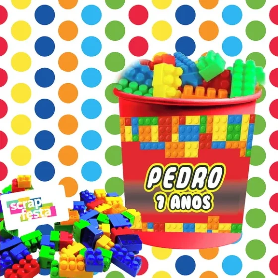 Baldinho Personalizado+blocos para Montar Festa Blocos