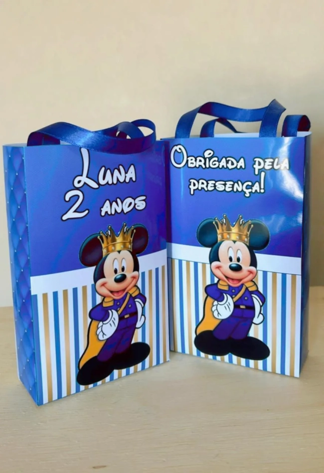 Sacolinhas Personalizadas Mickey Realeza Lembrancinhas Para Aniversário