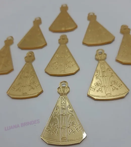 Pingente Aparecida Acrílico Espelhado Dou 3,5cm Pct 6,Unds