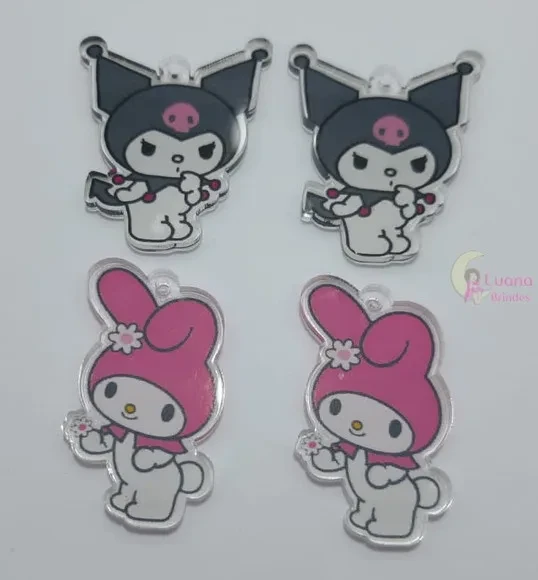 Pingentes Personagens de Acrílico Adesivado - pct c/4 uni