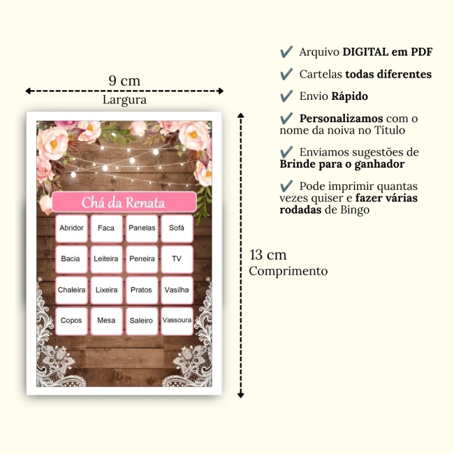 Bingo Chá de Panelas PDF Para Imprimir