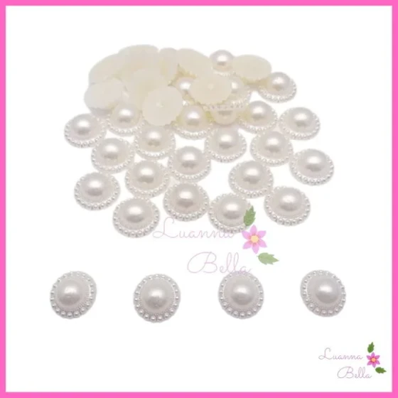 Aplique Meia Pérola Champagne c/Borda Decorada-Pct c/100unds