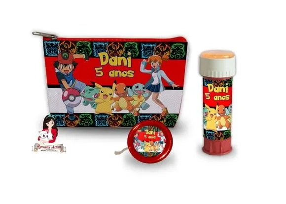 Necessaire com Ioiô e Bolhas de Sabão Pokemon