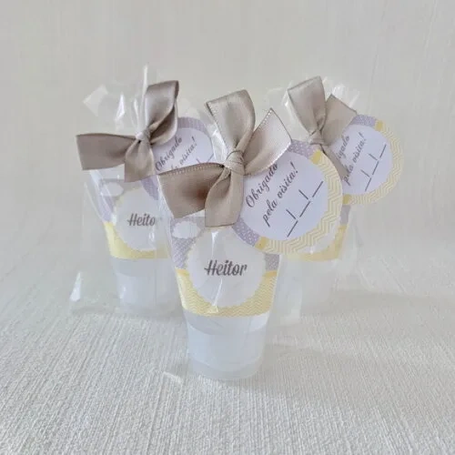 Álcool Gel 70% Lembrancinha Maternidade Chevron Cinza