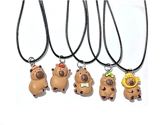 Colar Capivara 3cm Resina Pacotes com 5 Unidades