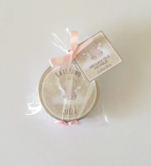 Lembrancinha Anjinho com Mini Terço Rosa