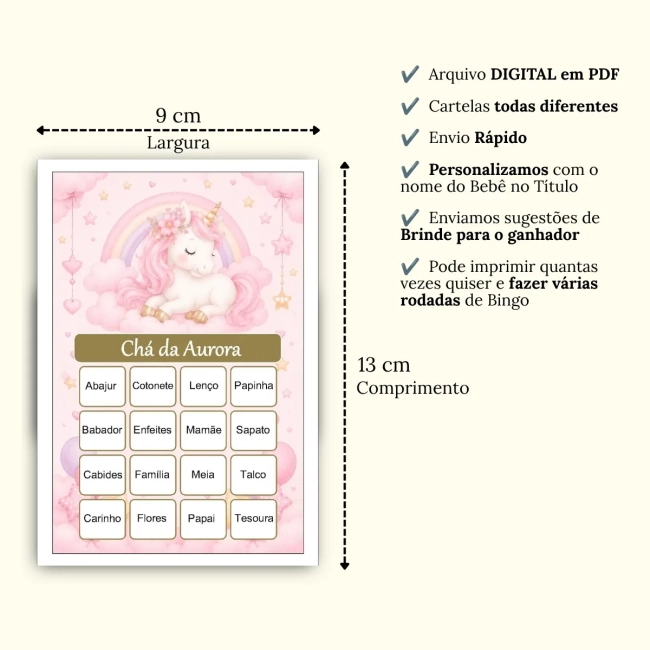 Bingo Chá de Bebê Menina Pdf Para Imprimir