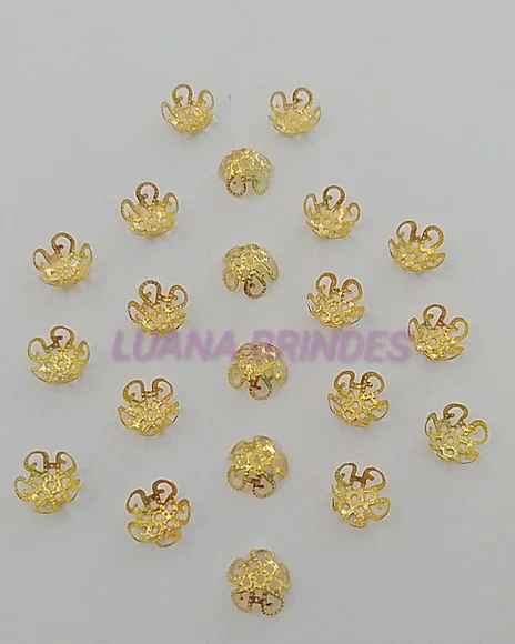 Terminal Tulipas em Metal Dourado - 8mm - pct c/ 50 unidades