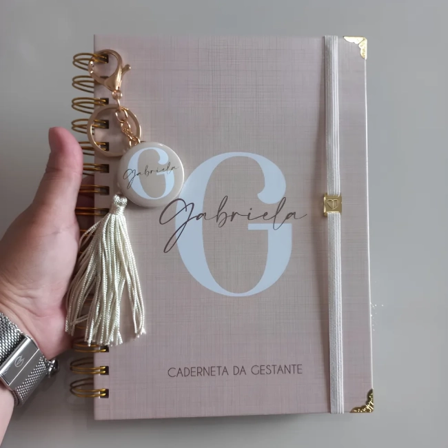 Caderneta da Gestante Personalizada com Nome Minimalista
