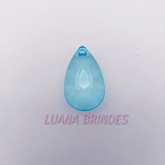 Pingente Gota Facetada Azul de Acrílico Pct 20 unidades
